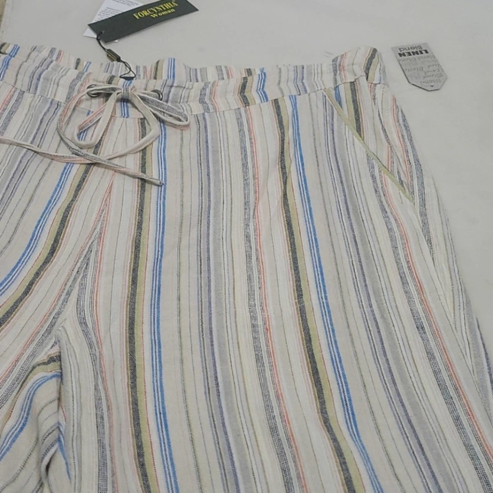 NEW! FOR CYNTHIA Striped Linen Pants 1X. - Picture 2 of 6